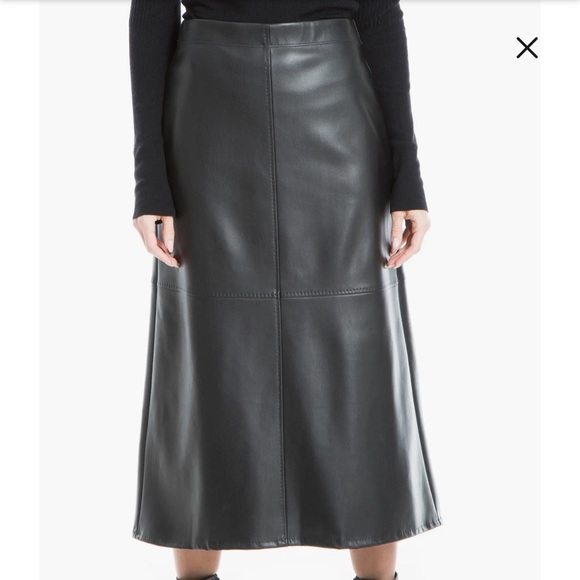 Max Studio khaki green vegan leather a-line midi skirt - Large NWOT - Picture 2 of 4
